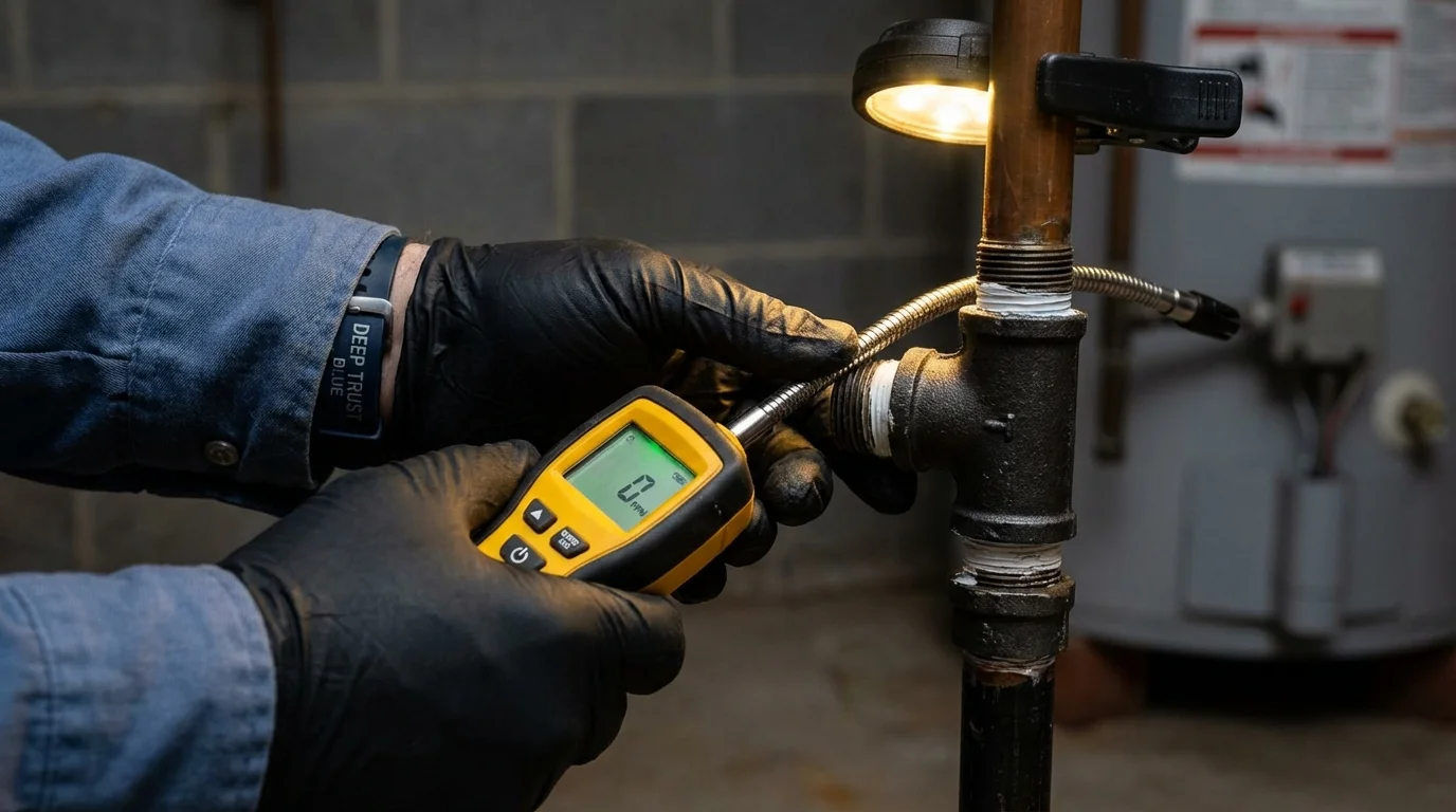 Gas leak detection with electronic sniffer by Johns Plumbing LLC in Oceano