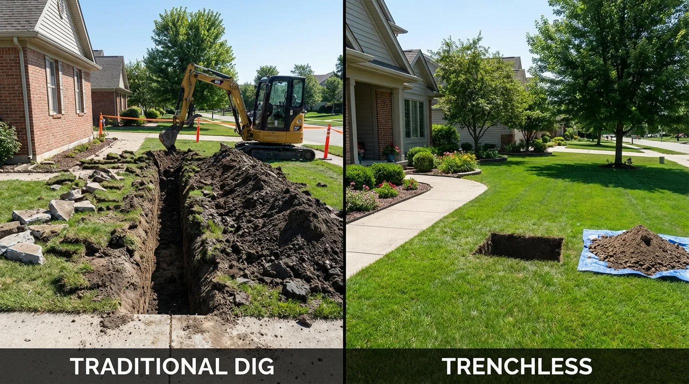 Trenchless sewer repair with minimal yard damage versus traditional excavation in Oceano, CA